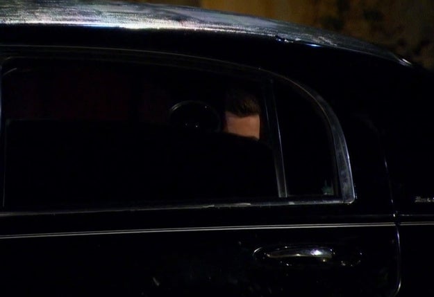 He introduced himself from inside the limo, via megaphone.