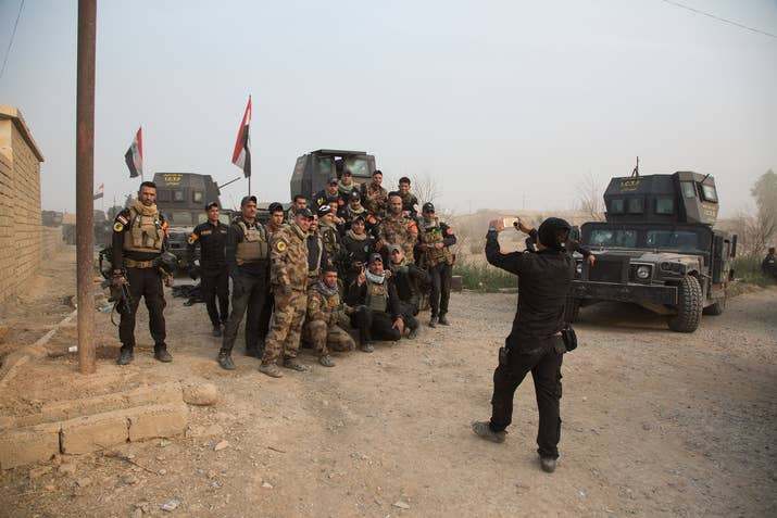 Members of the battalion at the start of the Mosul offensive.