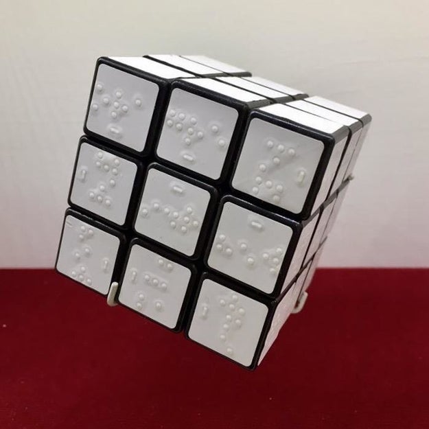 This completely white braille Rubik's cube.