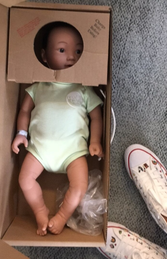 crying baby doll for school