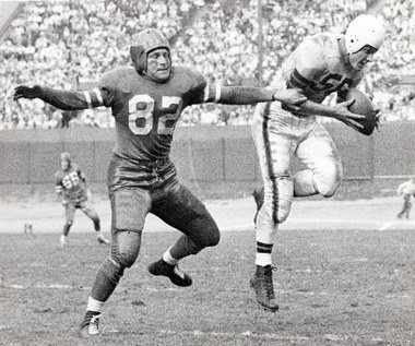 1946 was the team's first in the All-America Football Conference (AAFC). Led by quarterback Otto Graham, fullback Marion Motley and ends Dante Lavelli and Mac Speedie, the team defeated the New York Yankees 14-9. This Browns squad also set a professional football record of 67 defensive takeaways, a mark that still stands today.