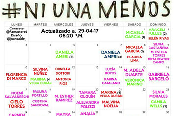 Este calendário chocante mostra todos os casos de feminicídio que aconteceram na Argentina em abril