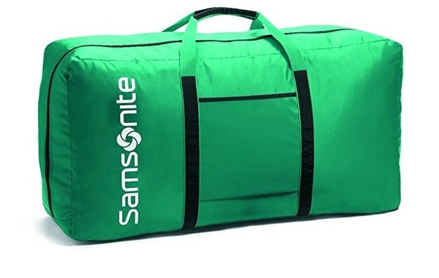 An incredibly lightweight bag fit to hold 50 lbs. that easily folds up for packing within another bag.