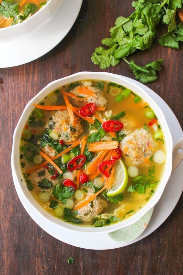 Thai meatball and egg drop soup
