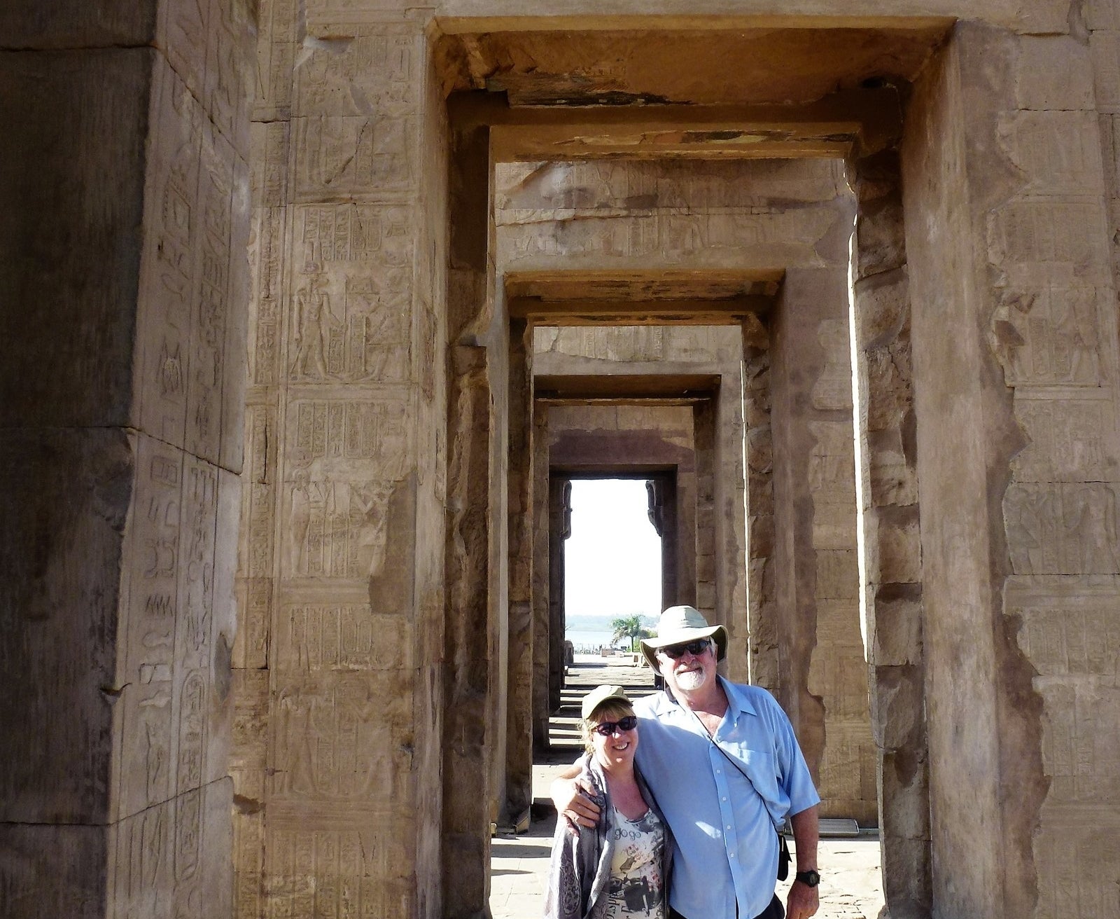 Steffanie Strathdee and Tom Patterson visiting Egyptian pyramids