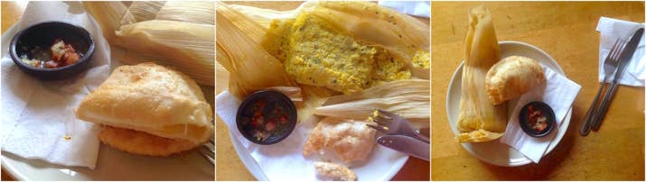Empanadas, which originated in Spain or Portugal, are stuffed pastries that are baked or fried. The Spanish verb "empanar" means "to wrap, or to coat with bread". Empanadas are essentially a pocket of dough folded over stuffing, which may be cheese, meat, or vegetables. Jumbo Empanadas have great, CHEAP empanadas, cute Chilean pastries, and various other Chilean eats. I also tried a humita, which, as Wikipedia tells me, is a Native American dish from pre-Hispanic times, consisting of masa harina and corn, steamed or boiled in water. I loved the simplicity of the humita, which was fresh and sweet and tasted incredible with the acidic salsa.