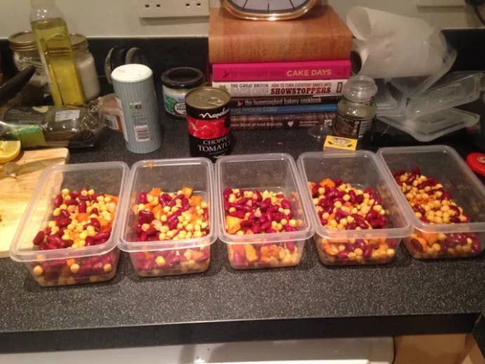 I mean, cooking in general will save you more money than eating out. But if you're super committed, try cooking in bulk over the weekend, then portioning it out over the week. It can save you a bunch of money, and also be pretty time effective. Read more about meal prepping here.