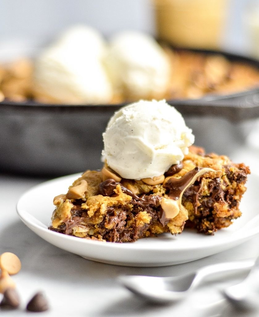 Skillet Peanut Butter Oatmeal Cookie