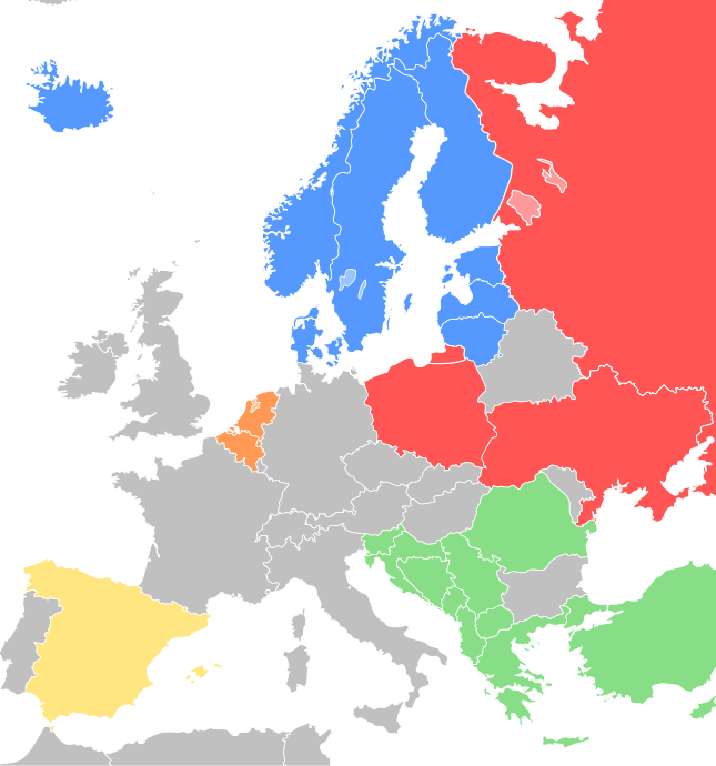 The maximum number of points a country can give is 12 (“douze points”). So, for example, Ireland and the UK give each other douze points, as do Greece and Cyprus, and the Netherlands and Belgium.