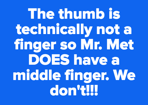 Mr. Met's Middle Finger