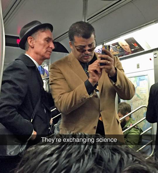 Bill Nye and Neil deGrasse Tyson on the subway together