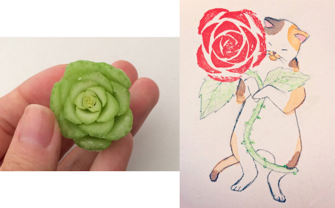 これはかわいい！ 小松菜が「薔薇のスタンプ」に変身しちゃった