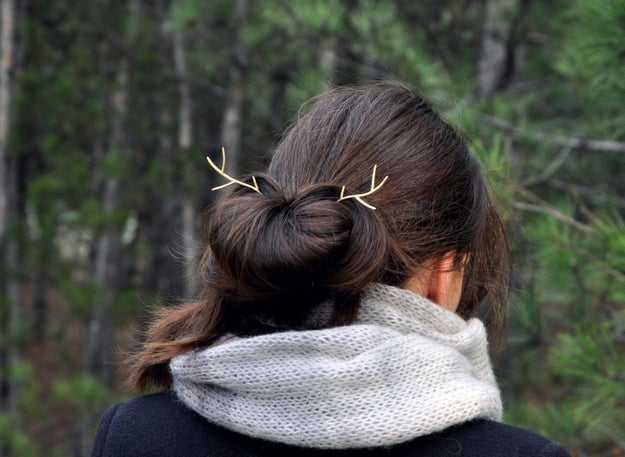 A hair pin that will turn you into a majestic, antlered forest nymph.