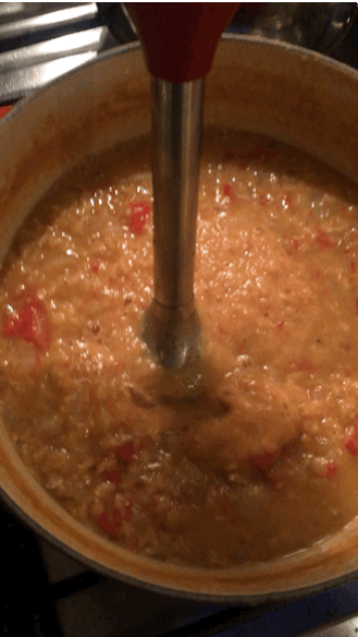 You can use an immersion blender or a regular one.