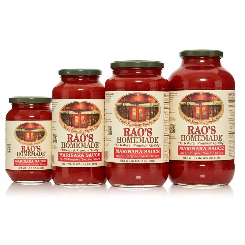 Rao’s award winning, slow-cooked marinara sauce is not only perfect for pasta but can be used as a base for preparing classic dishes with seafood, steak, chicken, pork, bruschetta, soups, caponata, or serve with vegetables. Rao’s Homemade Marinara Sauce is made with Italian tomatoes, olive oil, fresh onions, salt, fresh garlic, fresh basil, black pepper, oregano.