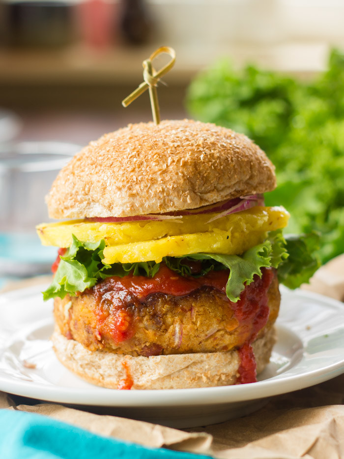 Get a taste of paradise – these Hawaiian vegan patties are topped with tangy barbecue sauce and juicy pineapple slabs. Find the recipe here.