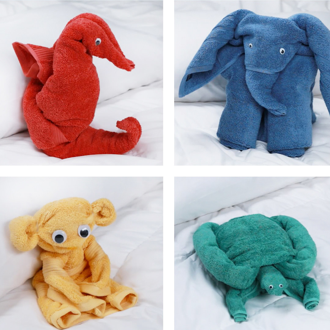 Fold Bath Towels Into Adorable Animals