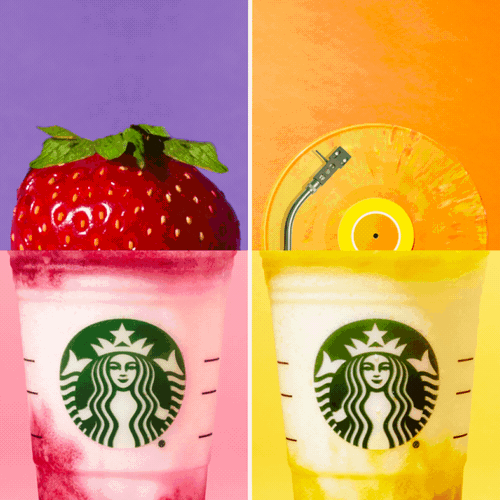 The Berry Prickly Pear starts with a mango blended Frappuccino Créme base, and two layers of strawberry and prickly pear fruit purée that also feature "subtle notes of hibiscus, passionfruit and lime" according to Starbucks (we weren't aware we were going to a GD wine tasting).The Mango Pineapple ALSO starts with a mango blended Frappuccino Crème base, but features two layers of mango pineapple purée (which also features hints of lime).