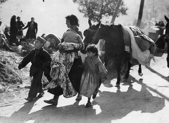 Refugiados españoles durante la Guerra Civil.