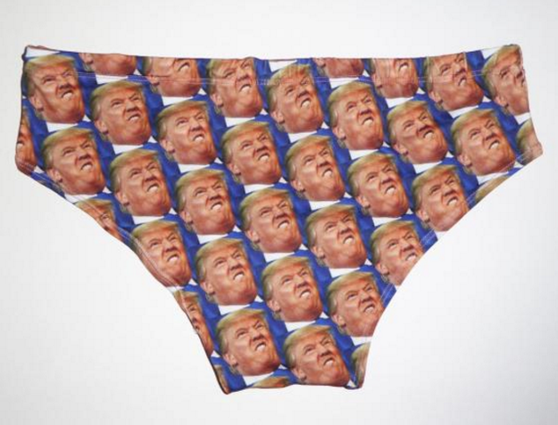 This is not, surprisingly, the first Trump-themed swimsuit. Last year, a company called Slut made Donnie swim trunks.