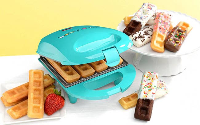 Promising Review: “I bought this because my toddler eats waffles at least three times a week, and I got sick of buying frozen waffles. This is nice and small, so it fits wells for storage. It is also great making waffle sticks very convenient and fun for little ones. I would not recommend this for a family of five or someone wanting to make a lot of waffles quickly. I would recommend this for cooking a batch or two for little kids. It's truly great!” —Amazon Customer Get it from Amazon for $15.03.