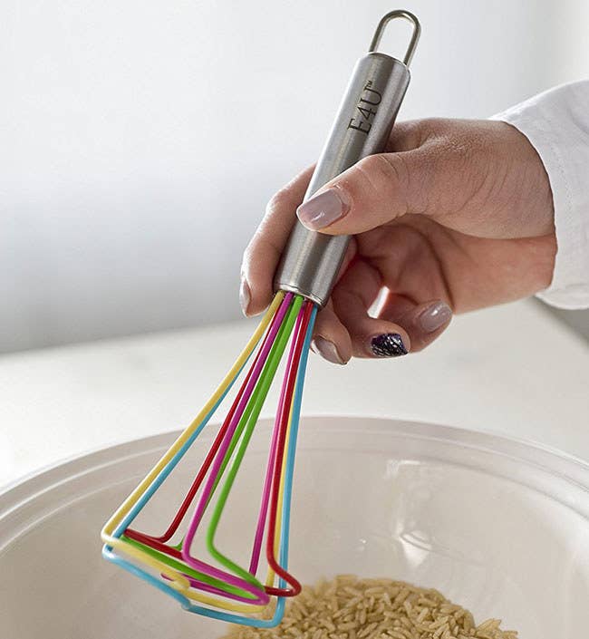 Promising Review: “I love these whisks. I found that in a tall pot, such as my Instant Pot, a traditional whisk wasn't effective. These are perfect. They have great coverage without having to contort yourself into odd angles to get the job done!” —S. Scherz Get a set of two from Amazon for $12.99.