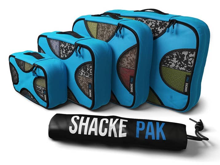 Get the set from Amazon for $24.99.Promising review: "I used to be one of those frequent travelers who just threw everything in a semi-folded state in my suitcase. When I first heard about packing cubes I thought it was ridiculous to pay for bags to put in my suitcase. After the first trip with these, I was sold — and upset at myself for not buying them sooner. They make travel such a breeze!!! Sometimes I'll organize whole outfits into one cube, but I have found that I like to organize all my shirts in one, shorts/pants in another, etc. So depending on what I'm looking for I know exactly what bag to grab. After a week of traveling my suitcase is as organized as the day I packed. I've lent these to friends who didn't believe the hype either and they went out and immediately bought their own set after using it. Words can't describe how amazing and useful these packing cubes are. On my last trip to Asia I managed to fit eight pairs of shoes (heels, flats, sneakers) in the large cube, and still had room! I plan to buy more in smaller sizes." —Helena