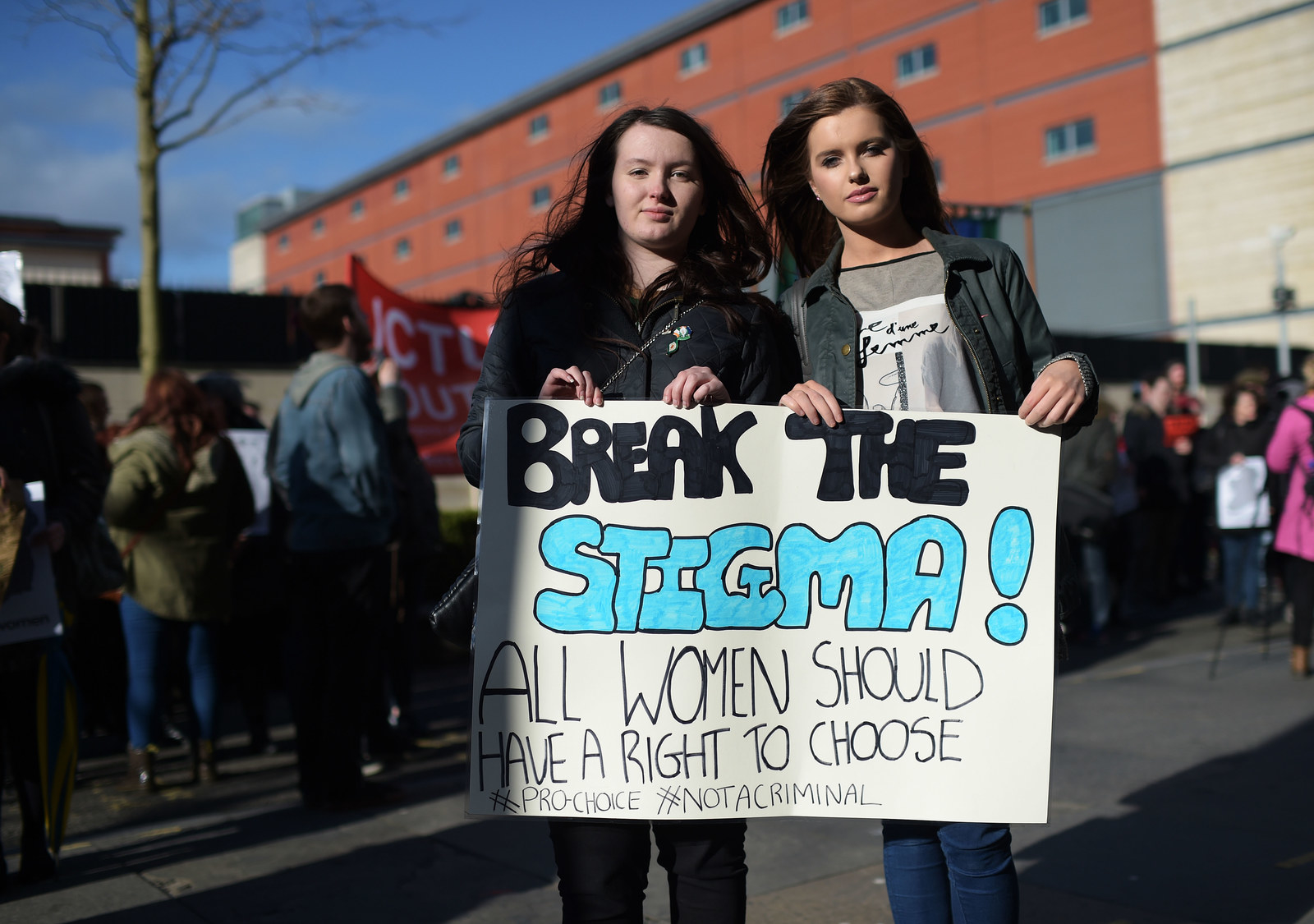 Abortion rights supporters in Belfast in April 2016.