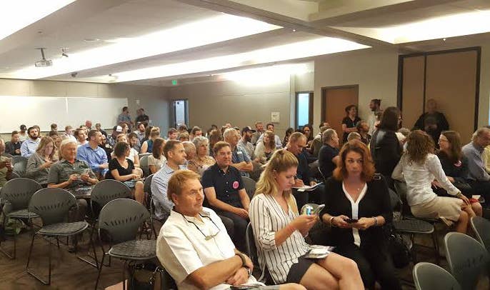 Denver residents and business owners attend the final public hearing on Initiative 300 on June 13.