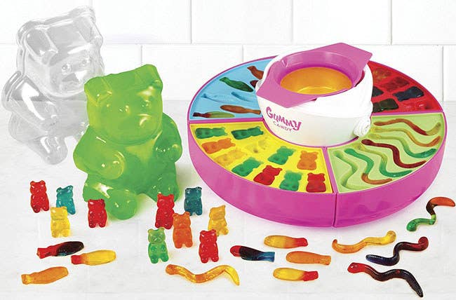 Promising Review: “The gummy molds are great and they set really fast — mainly thanks to the ice under the molds. The little pot in the middle is ok, but it's faster and easier to just make it on the stove. Also, we discovered that gelatin mixed with flavored Jello makes it look nice, but has no flavor. Using gelatin, water, and concentrated candy flavors works better.” —MartinaGet it from Amazon for $19.99.