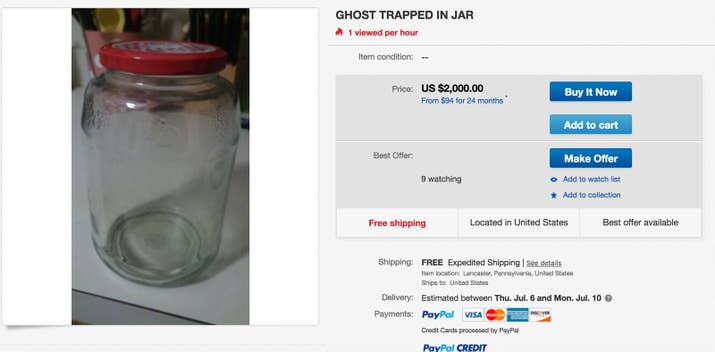 "Ghost/Spirit trapped in large jar. DO NOT OPEN OR BREAK!"