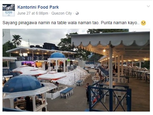 "The tables we had customized are being wasted since no one's here. Please go here."