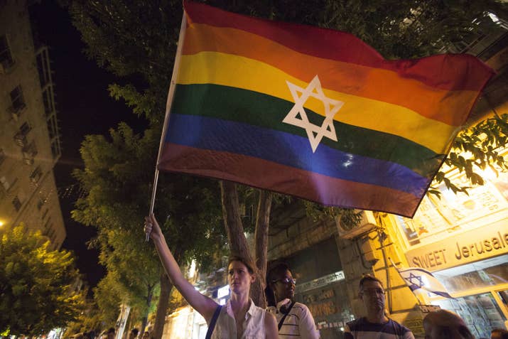 A pride flag with the Star of David in Jerusalem in 2015.