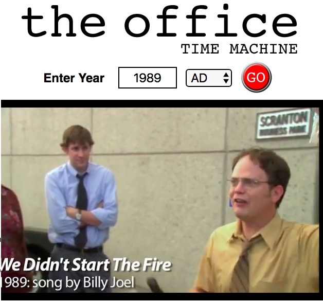 Enter any year over 6,000 years of history, and see relevant clips from “The Office.”