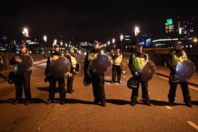 Police at Southwark Bridge after an attack on London Bridge on 4 June 2017.