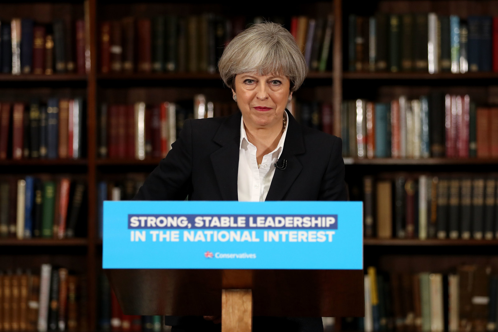 Theresa May speaks at RUSI as she resumes the Conservative party election campaign on 5 June.