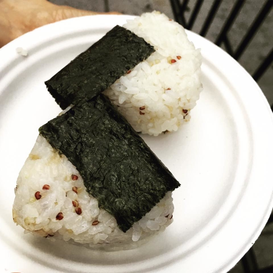 A modern Japanese cafe, Brooklyn Ball Factory featured Onigiri, or Japanese rice balls, stuffed with either seaweed or pickled plum. Additional items from this establishment included fried chicken skewers and Dorayaki, or Japanese pancake sandwiches.