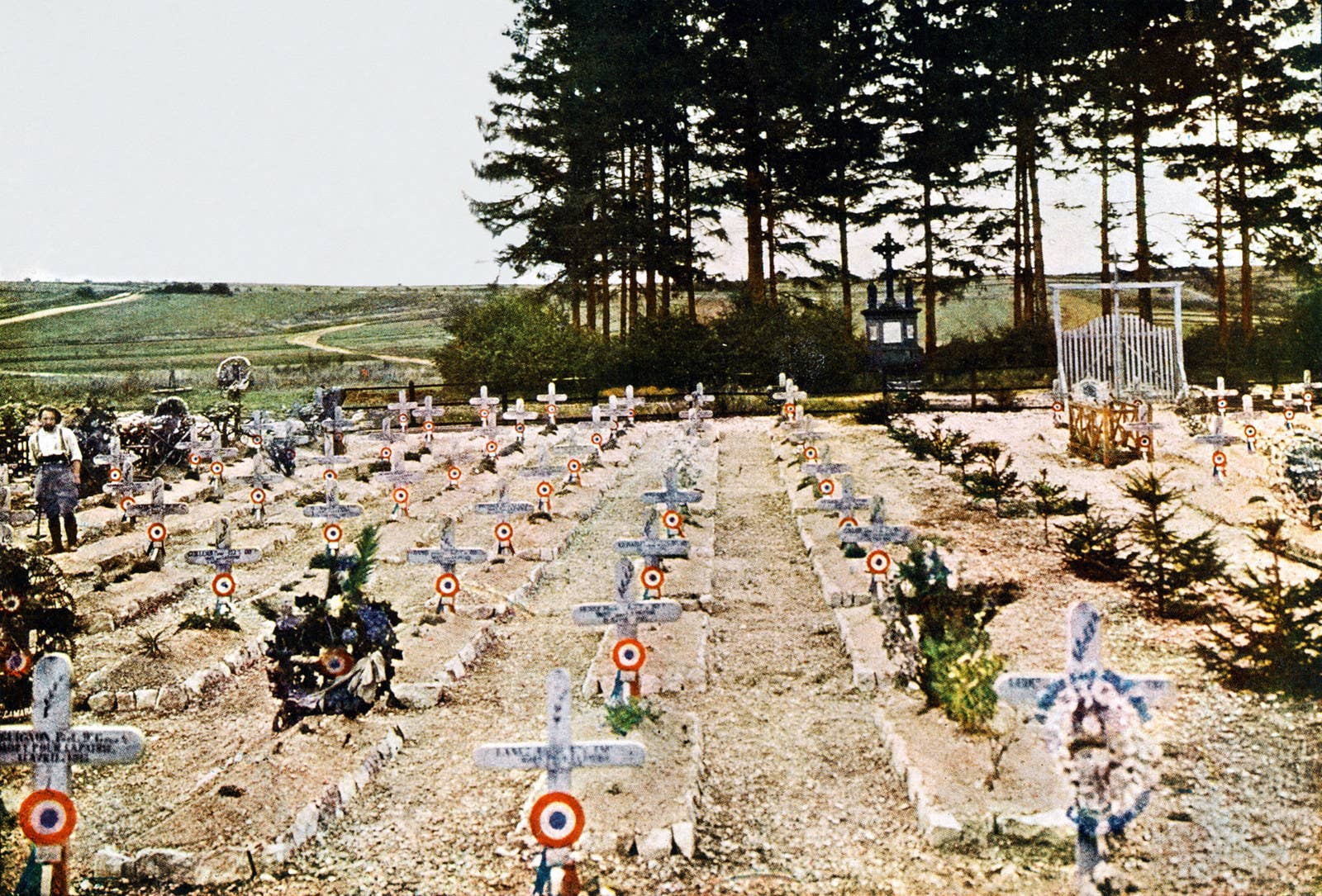 Autochrome by Jules Gervais-Courtellemont of a French military cemetery, 1916.