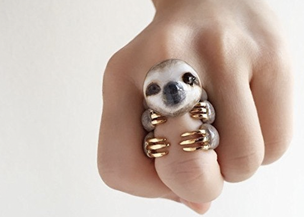 These unbelievable rings form a sloth when you stack them up.