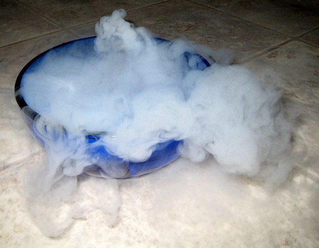 Sticking with the “witchy theme”, it’s best to keep dry ice away from water unless, of course, you fancy being enveloped in a thick, mysterious fog... or want the room to resemble a haunted house.