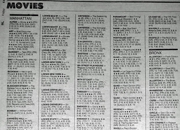 Looking up movie times in a real, physical newspaper: