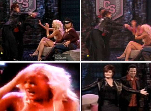 When Sharon Osbourne poured a drink on Megan from Rock of Love for dissing Ozzy.