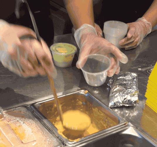 We got the 4 oz. queso with chips, which was $3.45.
