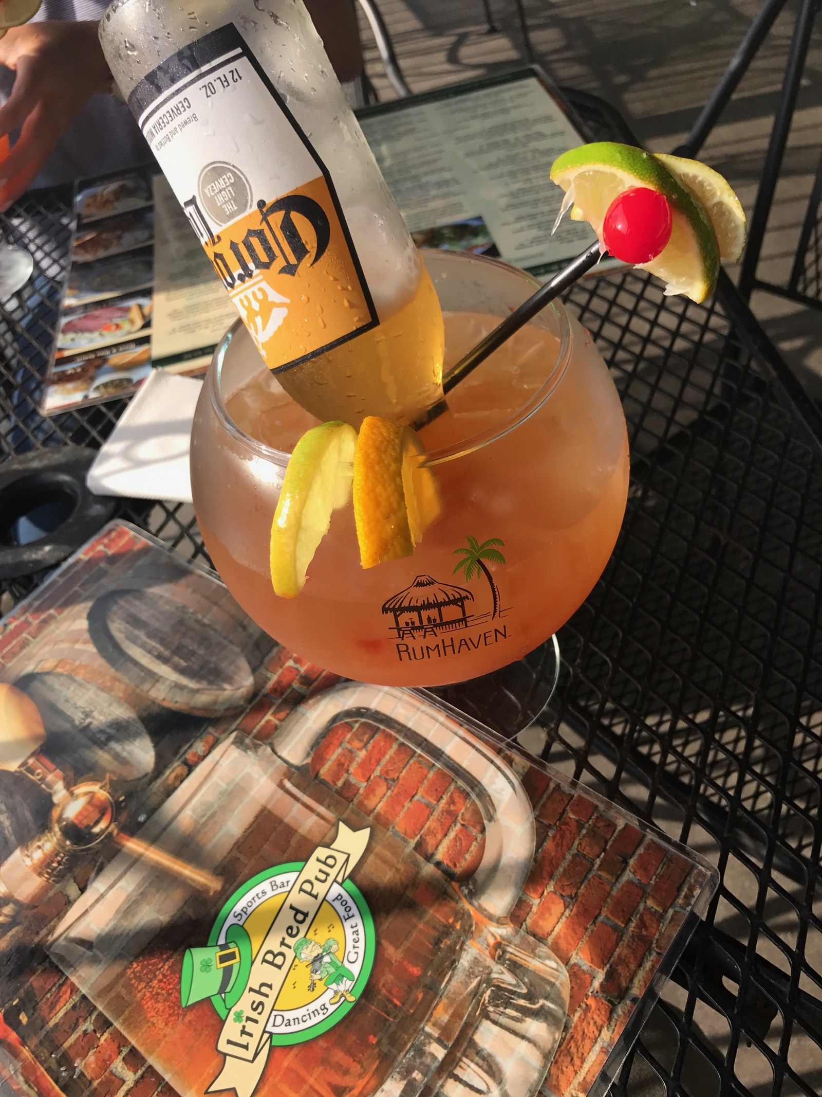 Ever felt a little "Shipwrecked" after a long day at work during the Dog Days of Summer?? The Irish Bred Pub's gotta drink that'll take you THERE and BACK within 30 Minutes!! This extra special concoction containing things like Bacardi Banana, Sugar Island Spiced Rum, a little Pineapple and Orange, with some Grenadine swirled in, OH and Add a Corona on Top is called The Shipwreck! Play a few Island Tunes... sip this little mixture.. sit back... and RELAX! Our town Pub is the Place to be this summer to cool off and get some good eats! All of their daily specials this summer will keep you coming back for more!
