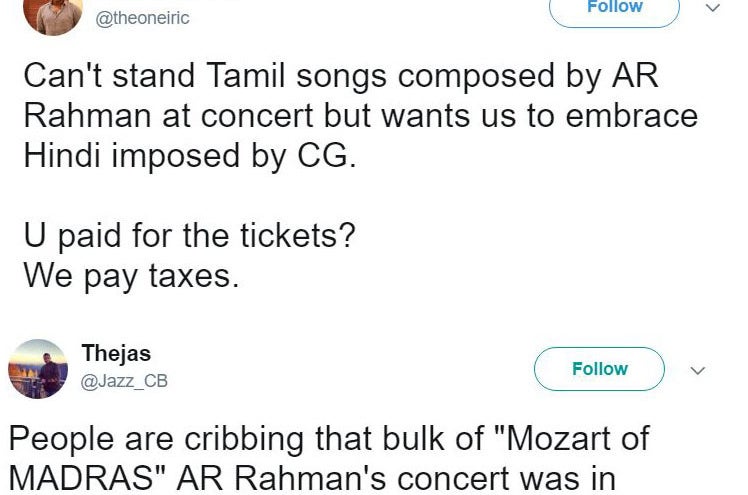 North Indians Got Mad At A R Rahman For Singing Tamil Songs At