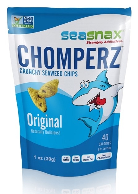 SeaSnax Chomperz are the perfect bite-size snack. Delicious seaweed curls wrapped in rice and lightly seasoned with a pinch of sea salt. More hearty and satisfying than popcorn, take Chomperz on your next trip, hike or work-out. These tasty bites come in five delicious flavors including: original, barbecue, jalepeño, lime and onion and contain NO msg, non-GMO verified, 40calories per serving, and boast a clean ingredient label.