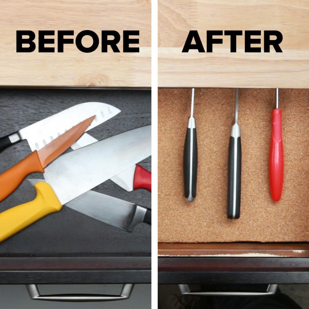 Is Your Knife Drawer A Hot Mess? Store Your Knives Safely With This DIY Knife  Organizer