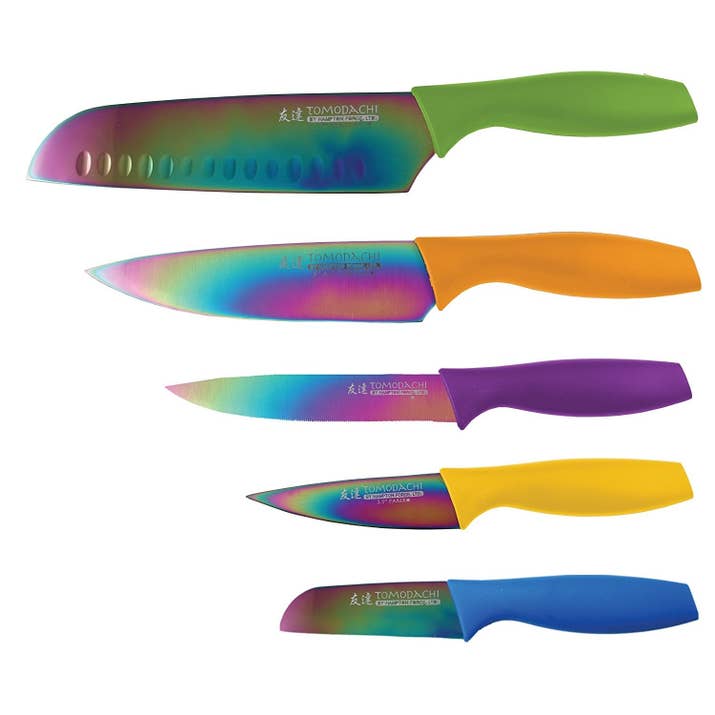 Cutting vegetables won't be a mundane task when your knives look like this.Promising review: "Seriously, get these knives. We are a family of six and avid home cooks. They last, last, last 👍🏻 . We've taken them camping. The blade protectors are perfect when storing and also for safety with younger kids." --Mary poppinsGet a set from Amazon for $29.99.