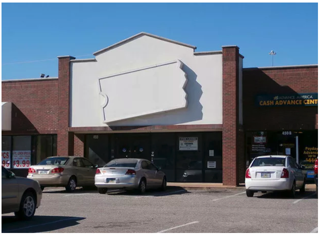 A Blockbuster store with logo and all signage removed 