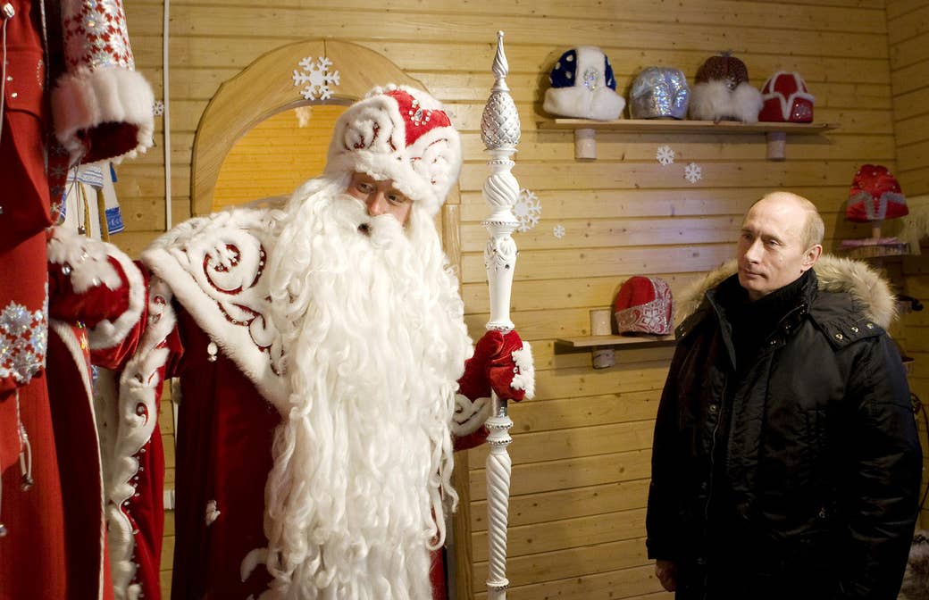 Putin visits the residence of Father Frost, the Russian equivalent of Santa Claus, in the Russian town of Veliky Ustyug on Jan. 7, 2008.